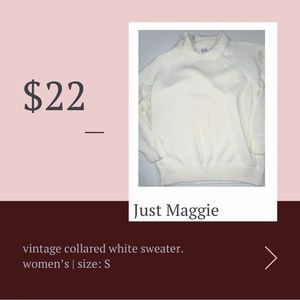 vintage collared white knit sweater